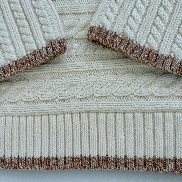 NWT Talbots Women’s XLP Marl Block Cable Knit Mock Neck Sweater Brown Tan XL - Picture 8 of 9